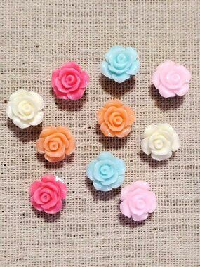 10 Pastel Colored Rose Shaped Decorative Memo Bulletin Board Push Pins